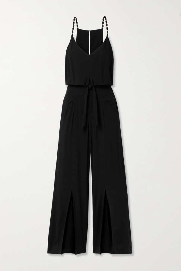 Vix Nora Embellished Voile Jumpsuit - Black - ShopStyle