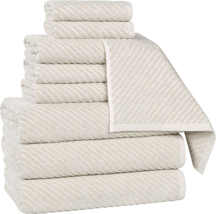Superior Amelia Medium Weight Diagonal Stripes 9Pc Towel Set