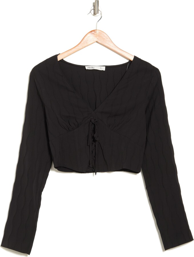Elodie K Corset Long Sleeve LaceUp Crop Top ShopStyle