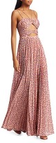 Thumbnail for your product : AMUR Lana Cutout Bodice Pleated Maxi Gown