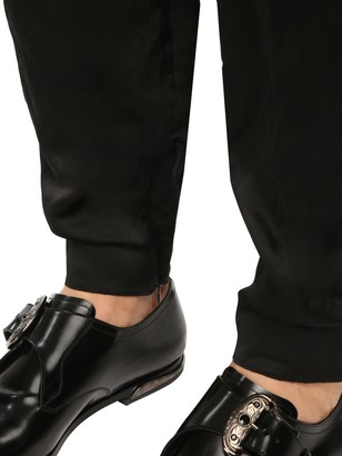 Dolce & Gabbana Viscose & Linen Satin Pants W/ Zips