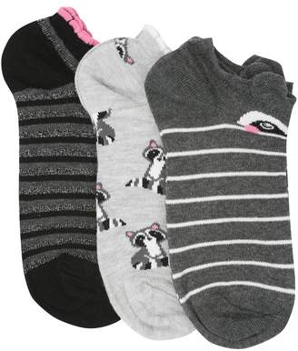 M&Co Teens' racoon stripe trainer socks three pack