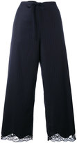 Alexander Wang - pinstriped cropped trousers - women - Nylon/Polyester/laine vierge - M