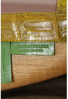 Thumbnail for your product : Nancy Gonzalez Green Pink Crocodile Woven Straw Beach Tote Handbag IN DUSTBAG