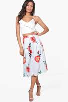 Thumbnail for your product : boohoo Aria Striped Floral Box Pleat Skater Skirt