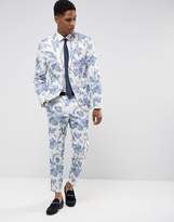 Thumbnail for your product : ASOS DESIGN Wedding Skinny Suit Pants In Blue and White Cotton Floral Print