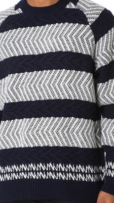 White Mountaineering Herringbone Pattern Round Neck Knit Sweater