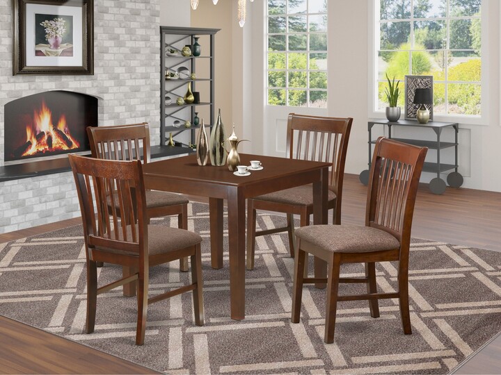 East West Furniture 5piece Square Dining Set a Dining Table Kitchen Chairs with Linen