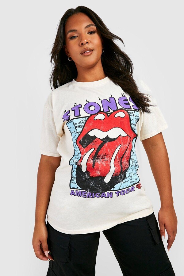 Kleding Gender-neutrale kleding volwassenen Tops & T-shirts Oxfords Upcycled band flanel herwerkt Rolling Stones oversized shacket flanel Fits XL-3xl 