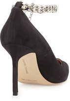 Thumbnail for your product : Manolo Blahnik BB Chain 90mm Suede Pump, Gray