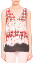 Thumbnail for your product : Altuzarra Bleached Plaid Sleeveless V-Neck Blouse, Scarlet