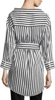 Thumbnail for your product : Alice + Olivia Tate Wide-Neck Button-Down Striped Shirt