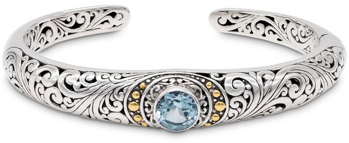 18K Gold über 925er Silber 4,5 ct Blue Topas & Diamant Akcent Infinity Bracele