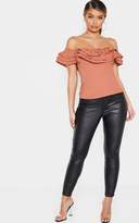 Thumbnail for your product : PrettyLittleThing Terracotta Ruffle Edge Bardot Top
