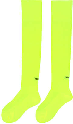 Miu Miu Yellow Over-the-Knee Logo Socks