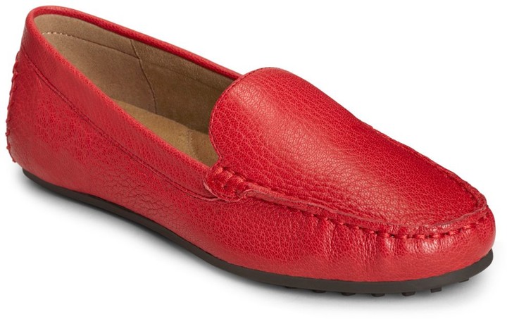 red leather moccasins