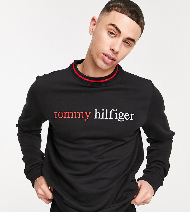 Tommy Hilfiger ASOS exclusive lounge sweatshirt with chest logo in black -  ShopStyle