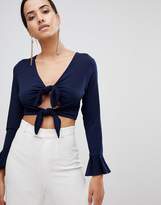 Thumbnail for your product : Love Double Tie Long Sleeve Crop Top