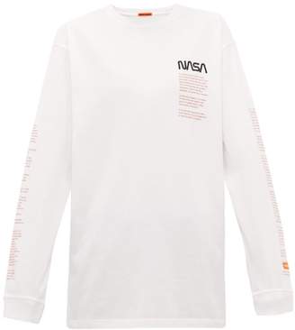 Heron Preston Nasa-embroidered Long-sleeve Cotton T-shirt - Mens - White Multi