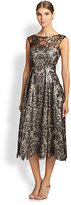 Thumbnail for your product : Kay Unger Lace-Overlay Metallic Dress