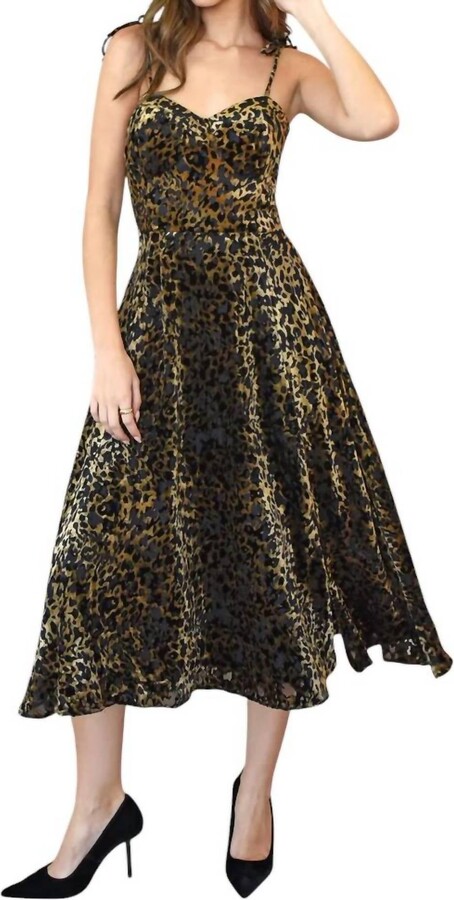 Adelyn Rae Weslena Bustier Burnout Midi Dress In Leopard