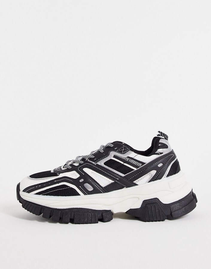 Bershka chunky sneakers with black and white detailing - ShopStyle