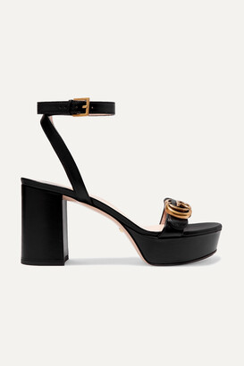 Gucci Marmont Logo-embellished Leather Platform Sandals