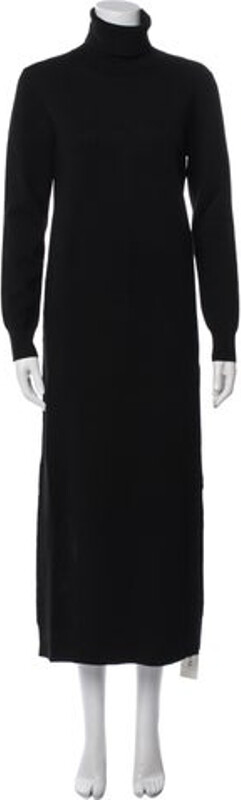 JoosTricot Merino Wool Dress Black Long Sleeve with Turtleneck
