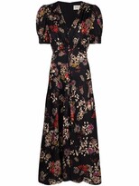 Thumbnail for your product : Saloni Floral-Print Puff-Sleeve Dress