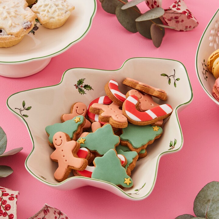 Spode Dunelm White Green Christmas Tree Shaped Serving Dish