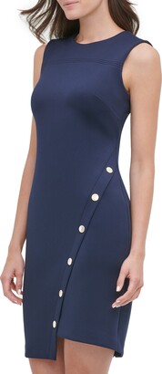 Tommy Hilfiger Colorblock Asymmetrical Scuba - ShopStyle Button Dress