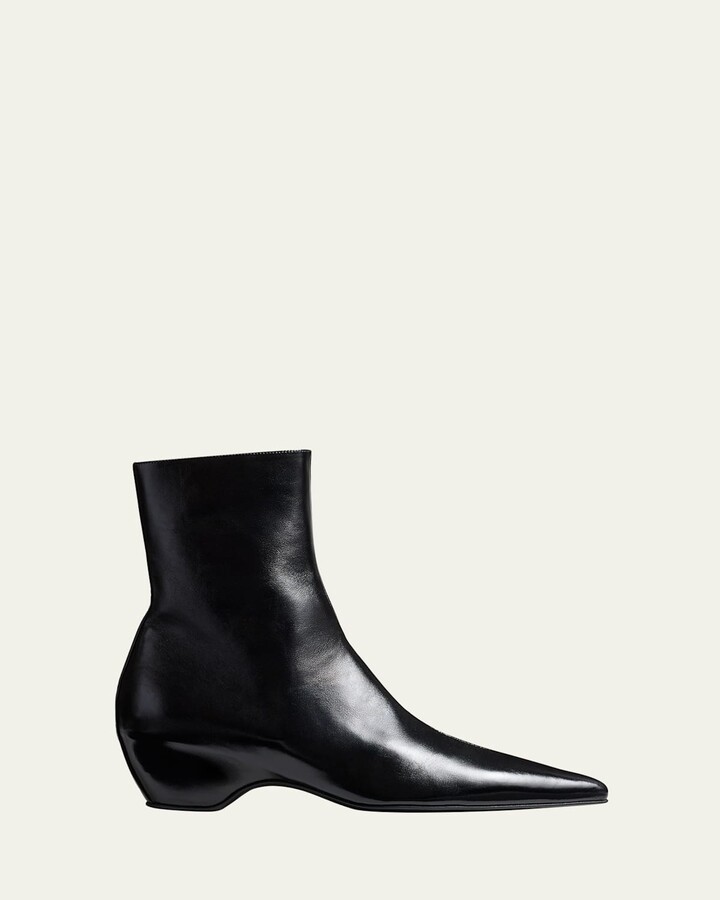 KHAITE Sybil Leather Ankle Boots
