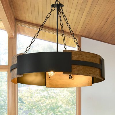 Ophelia & Co. 6-light Farmhouse Chandelier Drum Light Fixture Black Industrial Drum Chandelier For Dining Room Living Room Foyer Entryway Kitchen