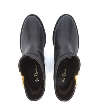 Via Roma 15 Smooth Black Leather Ankle Boots