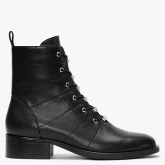 Daniel Sace Black Leather Diamante Ankle Boots