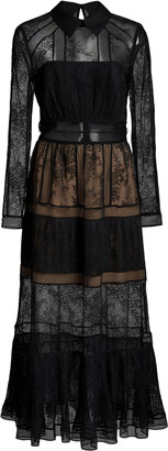 Self-Portrait Ruffled Chantilly-Lace Dress