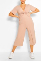 Thumbnail for your product : boohoo Plus Ribbed Twist Detail Jumpsuit