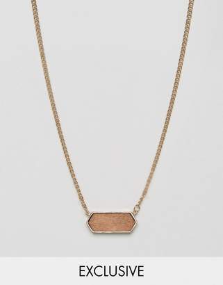 ASOS DesignB London DesignB Stone Pendant Necklace In Gold Exclusive To