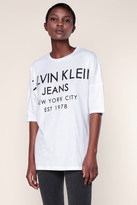 Calvin Klein T-shirt Blanc Imprimé Logo Noir