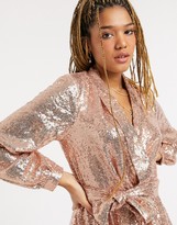 Thumbnail for your product : Forever U embellished mini blazer dress in rose gold