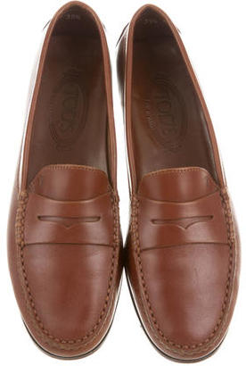 Tod's Leather Semi-Pointed Toe Loafers