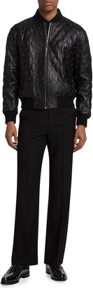 小物 ERNEST W.BAKER GOLDSTUDDEDQUILTEDGLOVES Ernest W. Baker Men's Studded Quilted Bomber Jacket - Black