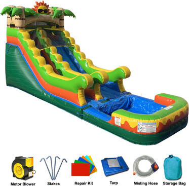 Jingo Jump 14.5' x 30' Inflatable with Water Slide and Air Blower