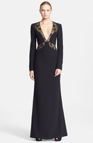 Thumbnail for your product : Alexander McQueen Lace Inset Crepe Gown