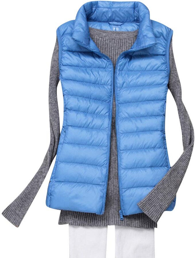 ZiXing Womens Down Puffer Jacket Coat Vest Packable Ultralight Vest Sleeveless Gilets Body Warmers