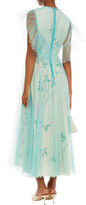 Thumbnail for your product : RED Valentino Layered Floral-print Crepe De Chine And Tulle Midi Dress