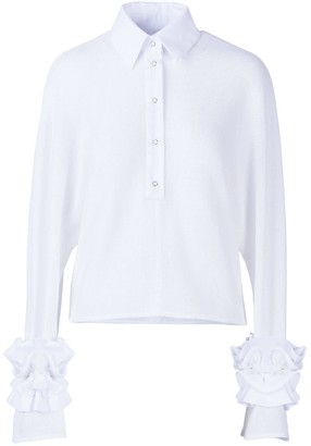 Cropped Shirt With Ruffled Sleeves