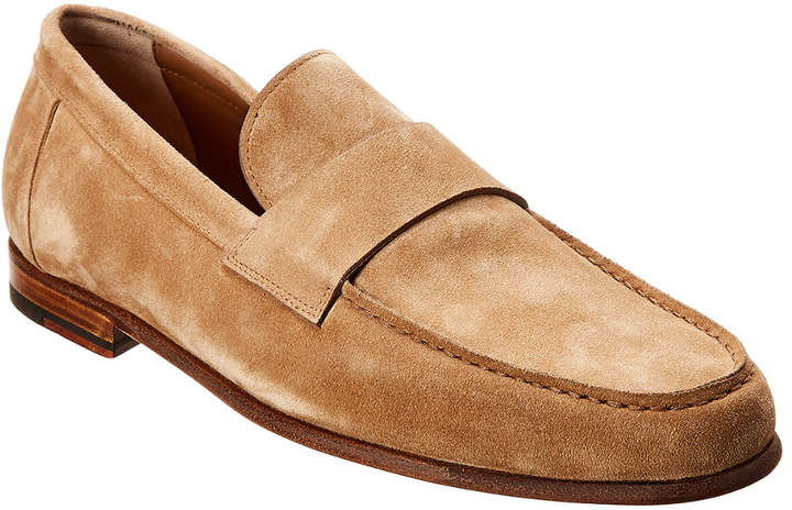 santoni suede loafers