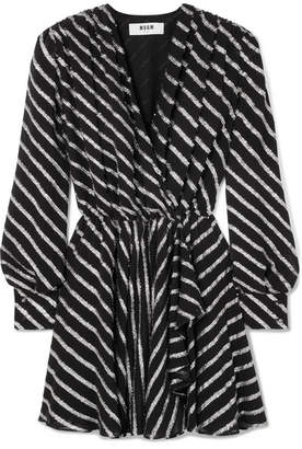 MSGM Striped Fil Coupé Georgette Dress - Black
