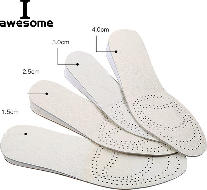 corziky Unisex EVA Invisible Height Increase Insoles Double Cowhide Leather Soles for Men Women Shoes Lift Taller Increasing Insole Pads